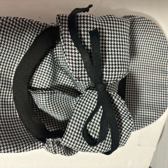 Sun Shade Hat Shades front & back ages 3+ black white gingham black ribbon ties - Picture 6 of 14